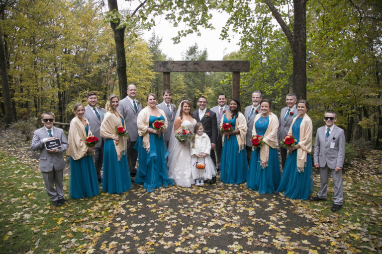 Wedding party outside venue lawnhaven