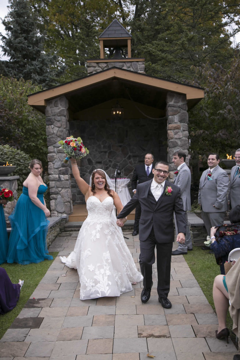 Bride and groom end of ceremony officially married lawnhaven