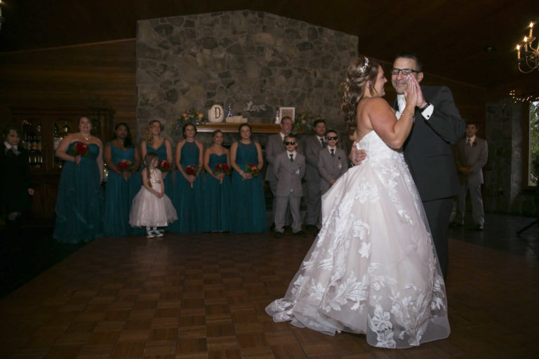 Bride and groom first dance at reception lawnhaven