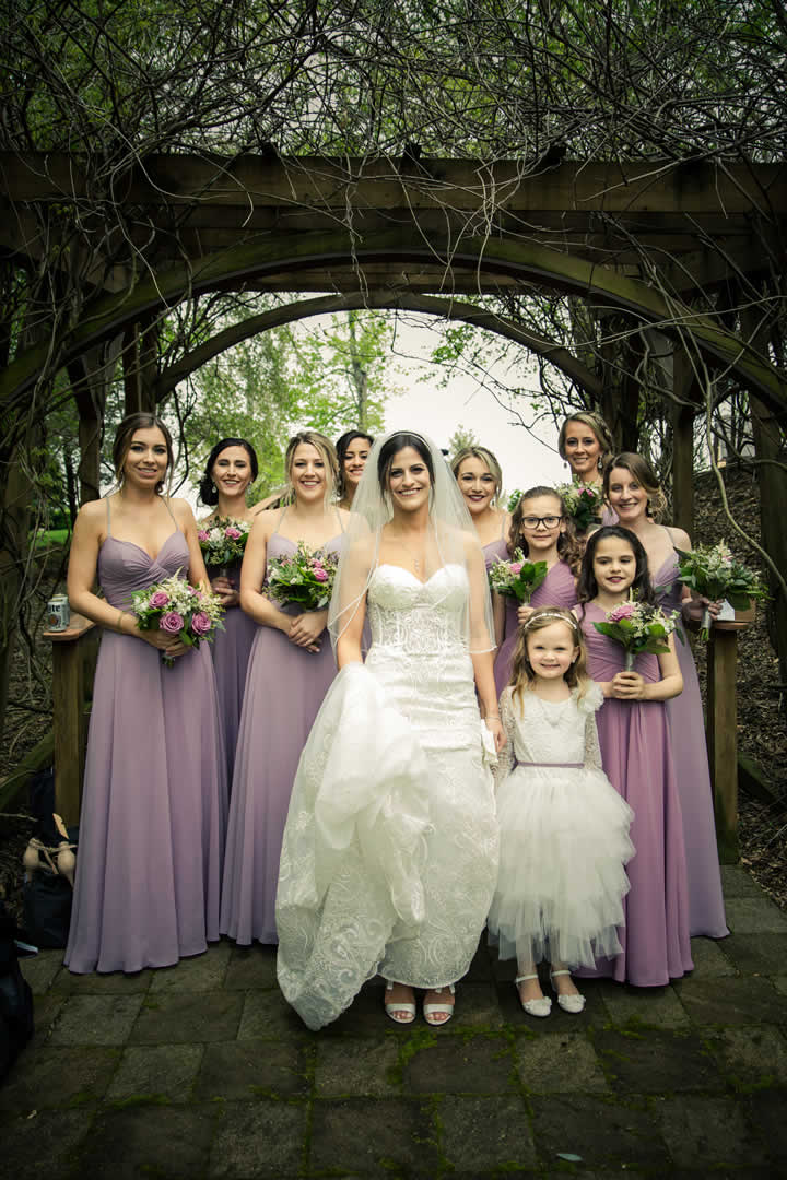 Bride,bridesmaids,flower girl