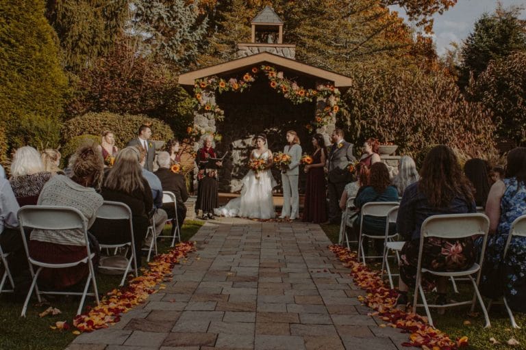 Wedding ceremony - bride and bride - happy wedding couple