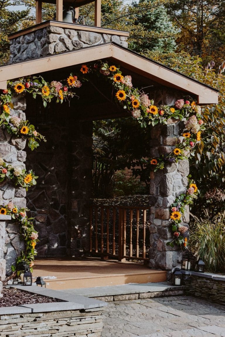 wedding canopy with floral garland