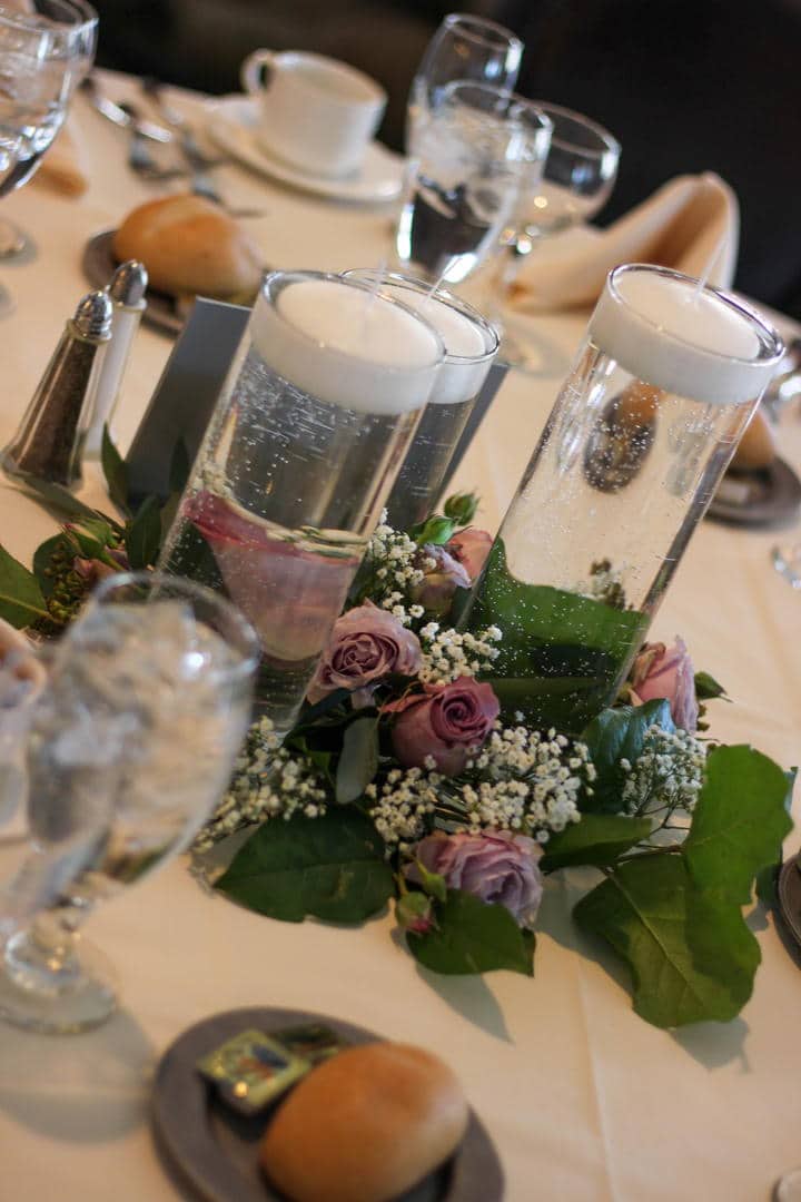 Wedding reception table setting and decor