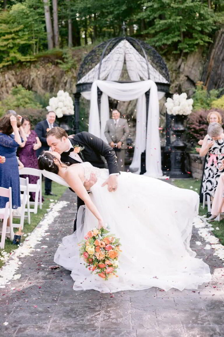 Wedding Resort in the Poconos 10 Groom kissing bride on their wedding day.