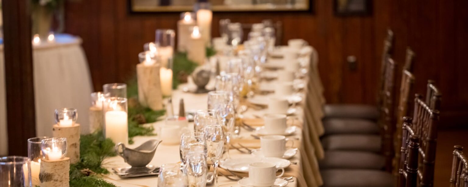 Tablescape with greens and candles