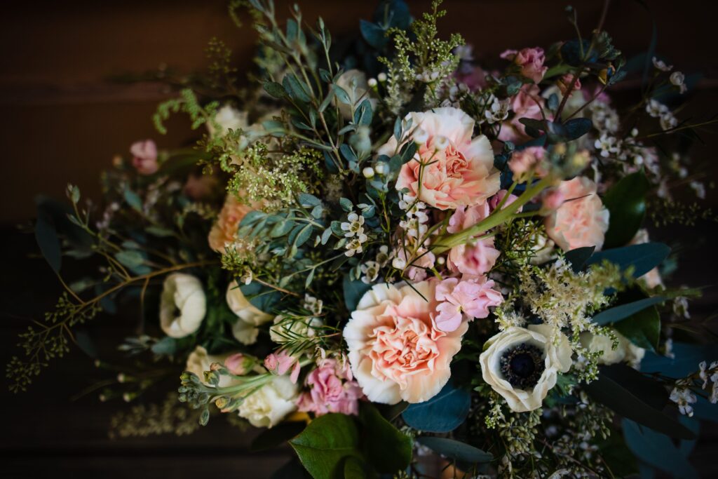 Bouquet of pink and green florals