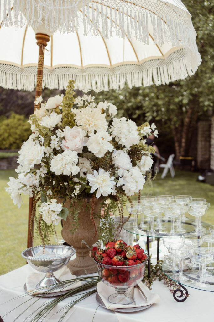 Champagne station arranged at Terraview ceremony site