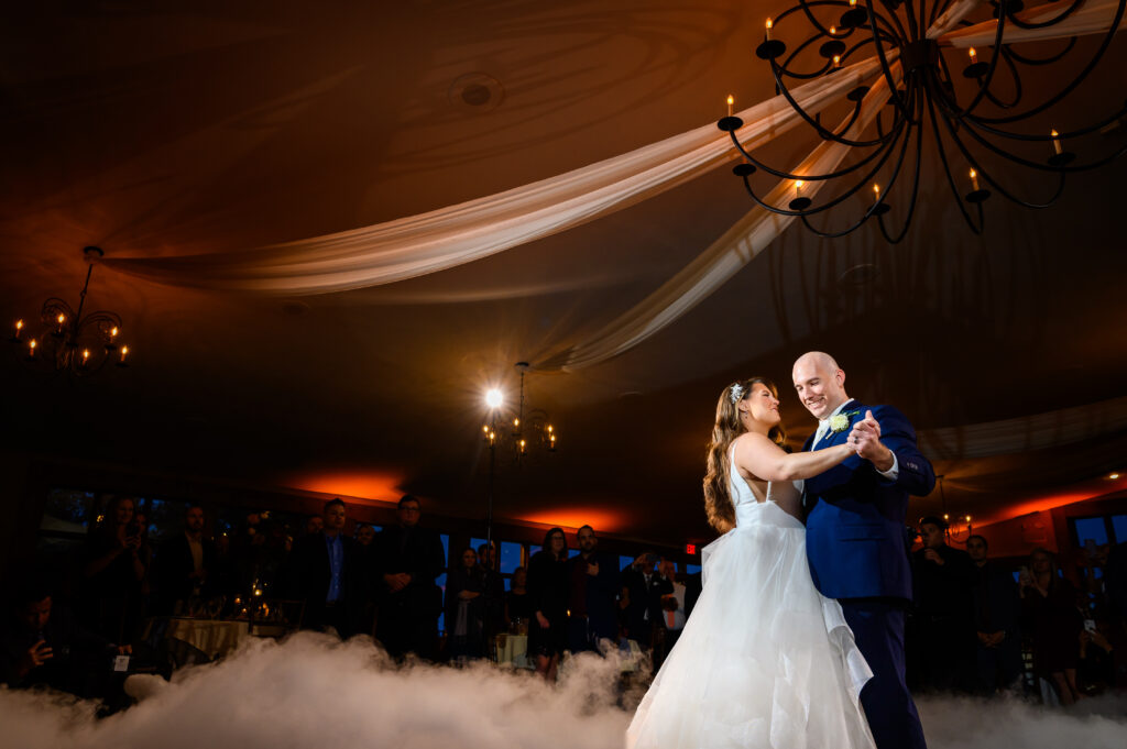 Bride and groom share dance on the clouds at Ridgecrest
